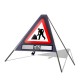 Roadworks Ahead c/w End Roll Up Sign 